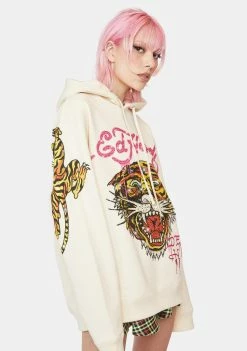 Outlet ๐ Ed Hardy Tops Ivory Fancy Tiger Hoodie ๐ฅ 7 Ed Hardy Tops Ivory Fancy Tiger Hoodie