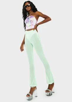 Elsie & Fred Chiquitita Mint Mesh Flare Pants Bottoms