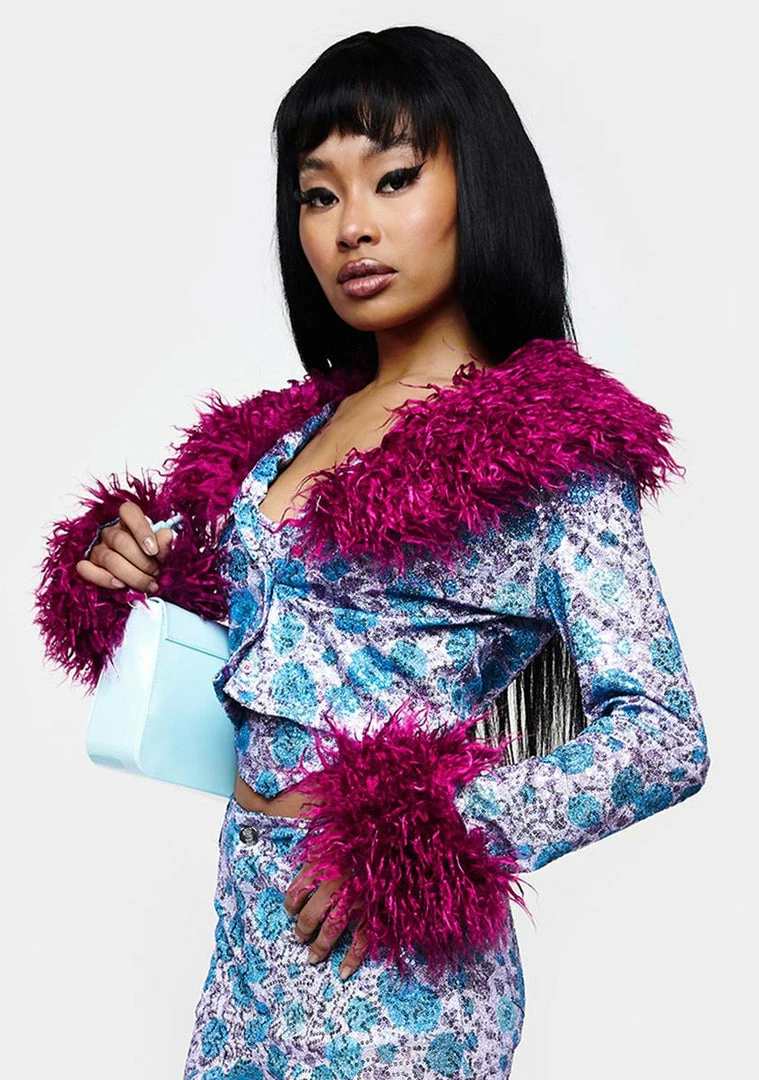 Budget ๐ Elsie & Fred Wild Rose Faux Fur Collar Cardigan ๐ 4 Elsie & Fred Wild Rose Faux Fur Collar Cardigan