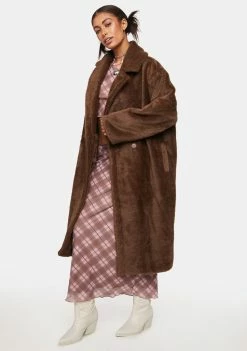 Noize Outerwear Brown Estelle Faux Fur Coat