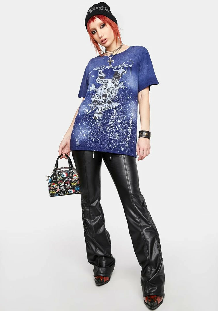 Budget 🔥 Ed Hardy Tops Navy Bleach Graphic Tee 👍 5 Ed Hardy Tops Navy Bleach Graphic Tee