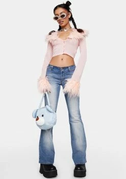 Flash Sale ⌛ Elsie & Fred Gostosa Sheer Fur Collar Cardigan Knit Cardigans ⭐ 8 Elsie & Fred Gostosa Sheer Fur Collar Cardigan Knit Cardigans