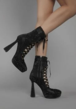 Unholy Platform Boots Vamp Or Die Rhinestone Booties
