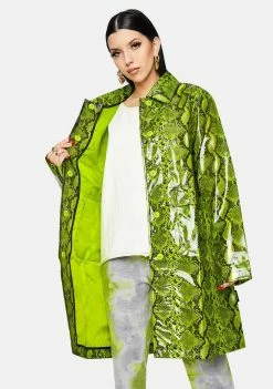Noize Outerwear Neon Lime Maya Snakeskin Trench Coat