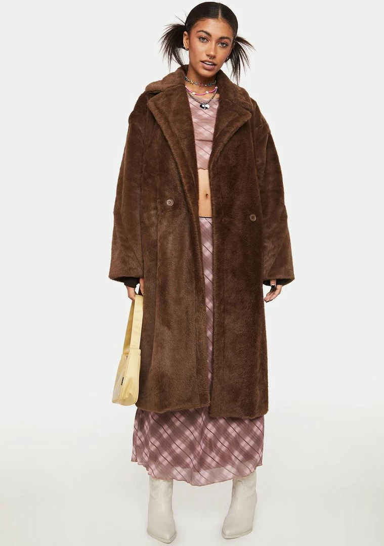 Budget ⭐ Noize Outerwear Brown Estelle Faux Fur 🧥 Coat 🤩 5 Noize Outerwear Brown Estelle Faux Fur Coat