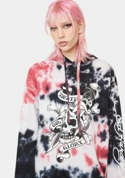 Ed Hardy Tops Storm Tie Dye Skull Hoodie