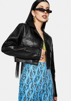 Noize Outerwear Victoria Vegan Leather Crop Jacket