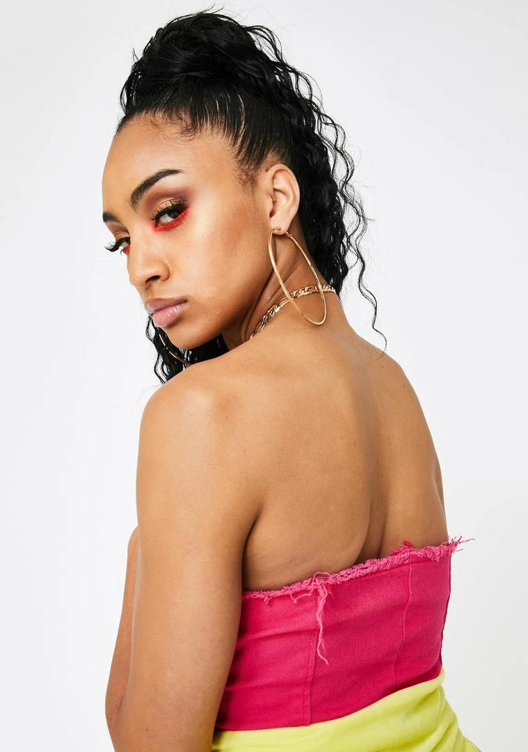 Top 10 π Elsie & Fred Marissa Hot Pink Denim Bustier Tops β 6 Elsie & Fred Marissa Hot Pink Denim Bustier Tops