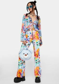 Elsie & Fred Moxie Bootcut Belted Collage Print Jeans