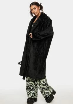 Noize Outerwear Black Estelle Faux Fur Coat