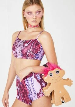 Elsie & Fred Tops Rodeo Pink Snakeskin Crop Top