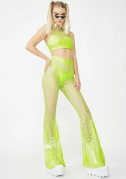Elsie & Fred Memphis Lime Sheer Glitter Flares Bottoms