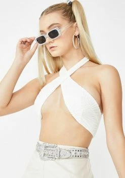 Elsie & Fred Tops Nevada Glitter Crossover Crop Top