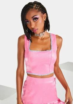 Elsie & Fred Pink Billie Crop Tank Top Tops