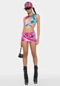 Brand new ❤️ DAMAGE Heart Low Waist Mini 👗 Skirt 🤩 8 DAMAGE Heart Low Waist Mini Skirt