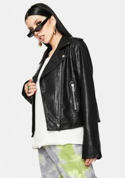 Noize Outerwear Ivana Vegan Leather Moto Jacket