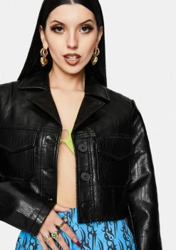 Noize Outerwear Victoria Vegan Leather Crop Jacket