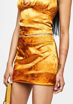 Elsie & Fred Gold Marla Satin Jacquard Mini Skirt