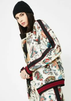 Ed Hardy Slim Fit Embellished Track Jacket Outerwear