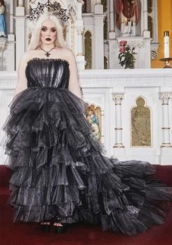 Unholy Plus Dramatic Flair Tulle Maxi Dress