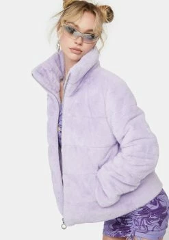 Noize Outerwear Lavender Marina Faux Fur Puffer Jacket