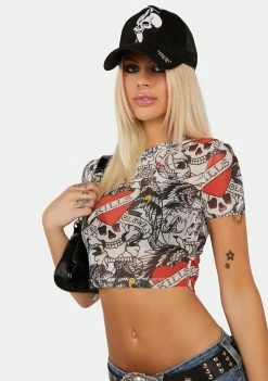 Ed Hardy LKS Skull Crew Power Mesh Top