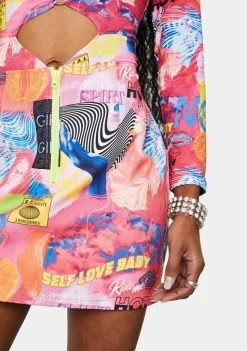 Elsie & Fred Empower Print Denim Mini Skirt Bottoms