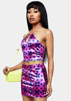 Elsie & Fred Betty Blue A-Line Satin Mini Skirt A-Line Skirt