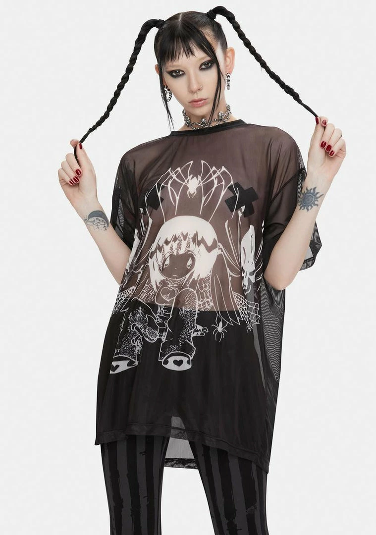 Outlet ๐งจ DAMAGE X Yenta Yen Mesh Graphic Tee โจ 3 DAMAGE X Yenta Yen Mesh Graphic Tee