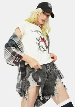 Ed Hardy Tops Ecru Mineral Tee