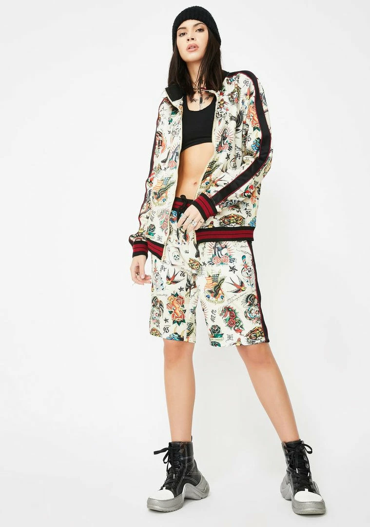 Flash Sale ๐คฉ Ed Hardy Slim Fit Embellished Track Jacket Outerwear ๐ 5 Ed Hardy Slim Fit Embellished Track Jacket Outerwear