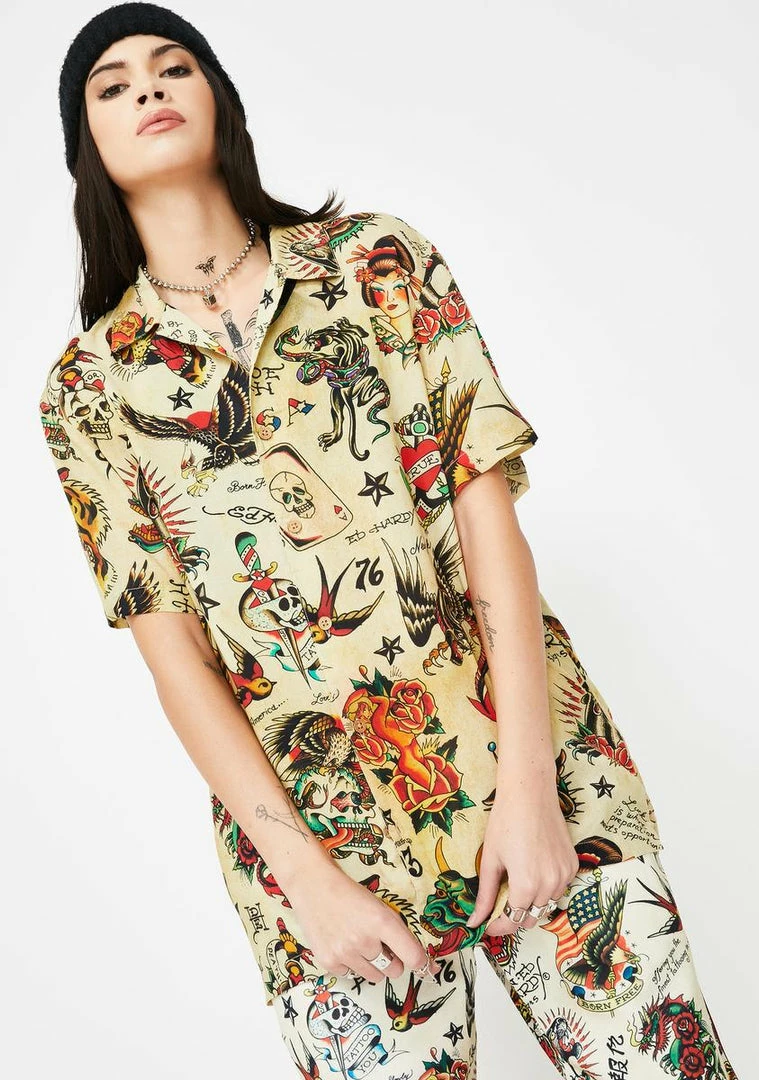 Deals ๐ Ed Hardy Printed Camp Button Up ๐ Shirt ๐ 3 Ed Hardy Printed Camp Button Up Shirt