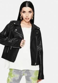 Noize Outerwear Ivana Vegan Leather Moto Jacket