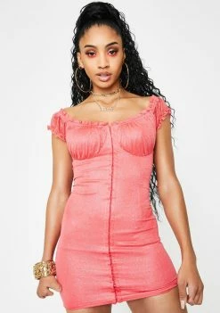 Elsie & Fred Indulge Pink Glitter Milkmaid Dress Dresses