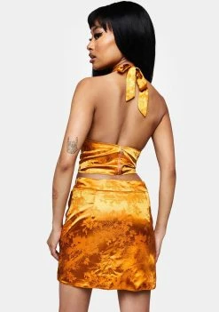 Promo โค๏ธ Elsie & Fred Gold Marla Satin Jacquard Mini ๐ Skirt ๐ 9 Elsie & Fred Gold Marla Satin Jacquard Mini Skirt