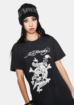 Ed Hardy Tops Death Or Glory Skull Graphic Tee