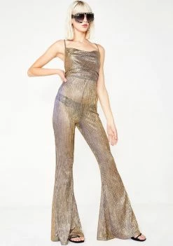 Elsie & Fred Baby Jane Gold Flare Jumpsuit Jumpsuits & Rompers