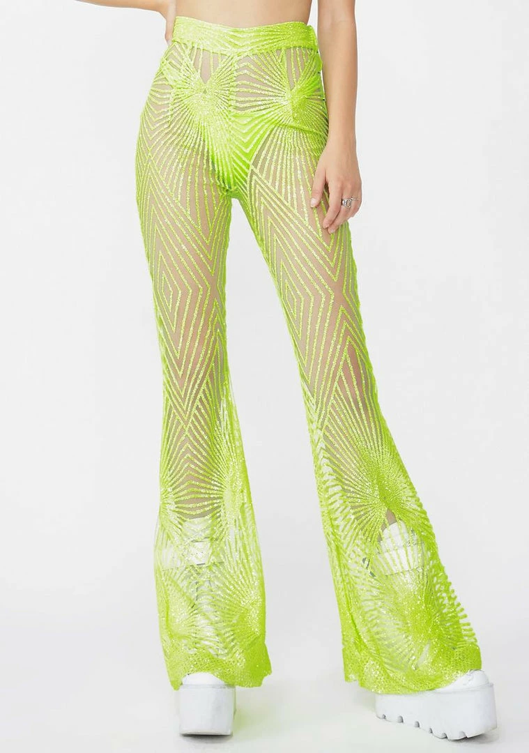 Promo π Elsie & Fred Memphis Lime Sheer Glitter Flares Bottoms π 3 Elsie & Fred Memphis Lime Sheer Glitter Flares Bottoms
