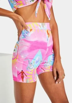 Elsie & Fred Higher Priestess Celestial Print Biker Shorts Bottoms