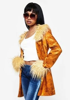 Elsie & Fred Gold Marla Satin Jacquard Jacket Outerwear