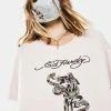 Ed Hardy Tops Pink Snake Panther Graphic Tee