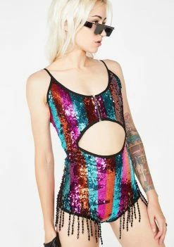 Elsie & Fred Poison Paradise Sequin Playsuit Jumpsuits & Rompers