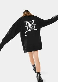 Ed Hardy Tops Onyx Skull Long Sleeve Graphic Tee