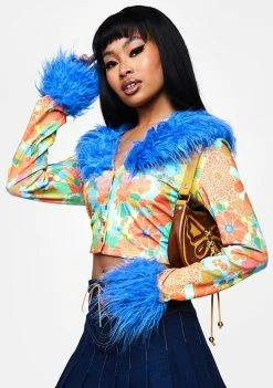 Elsie & Fred Groove Jet 70s Floral Cardigan