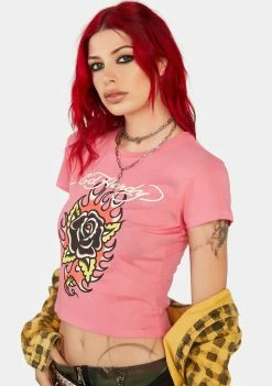 Ed Hardy Flaming Rose Graphic Tee Graphic T-Shirt