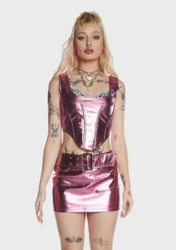 Elsie & Fred Corset Top Cindy Metallic Vegan Leather Corset