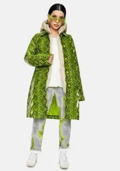 Brand new โ๏ธ Noize Outerwear Neon Lime Maya Snakeskin Trench ๐งฅ Coat ๐ 8 Noize Outerwear Neon Lime Maya Snakeskin Trench Coat