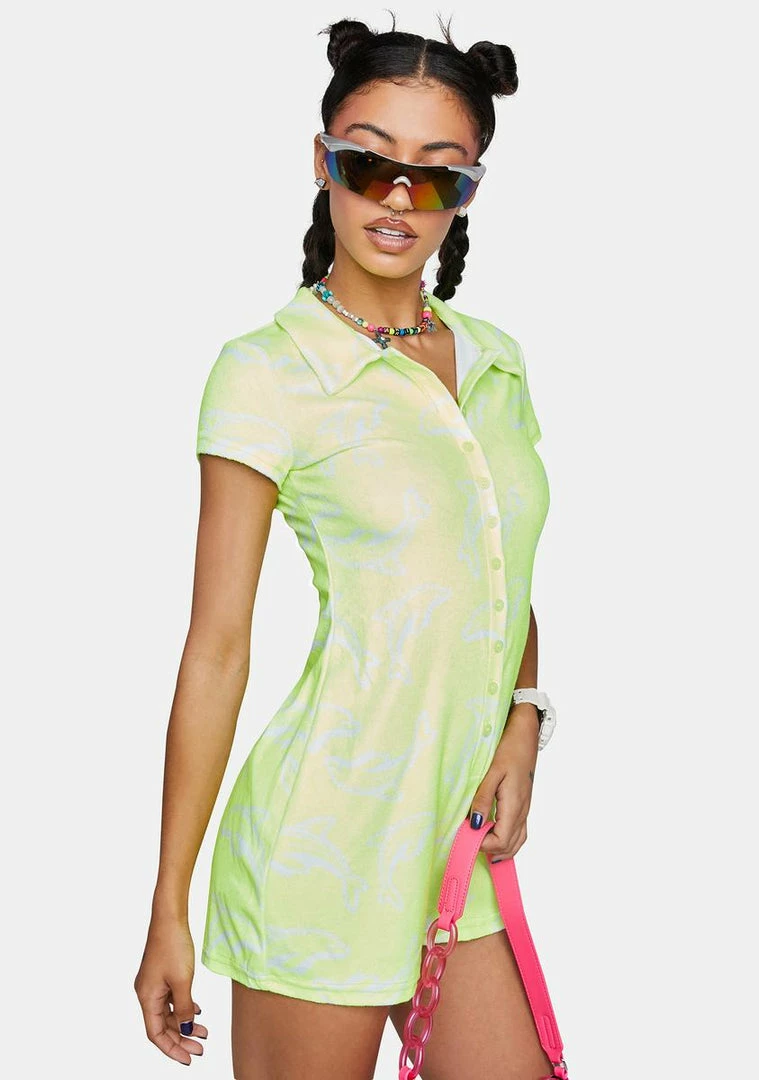 Best deal ⭐ Elsie & Fred Flipper Dolphin Print Toweling Playsuit 😍 3 Elsie & Fred Flipper Dolphin Print Toweling Playsuit