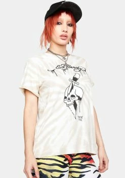 Ed Hardy Tops Dagger Skull Tie Dye Graphic Tee