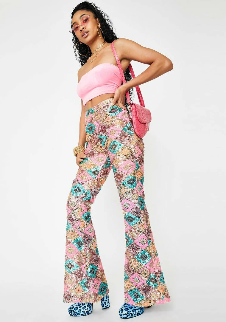 Best deal β¨ Elsie & Fred Beat Goes On Sequin Crochet Flares Bottoms π 4 Elsie & Fred Beat Goes On Sequin Crochet Flares Bottoms